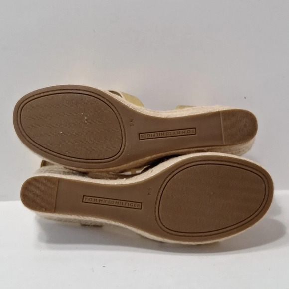 Tommy Hilfiger NEW Gold Platform Espadrille Ankle Strap Coquette Wedges Size 8.5 - Picture 9 of 13